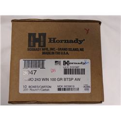 200 Rnds Hornady 243 Win 100gr BTSP AW