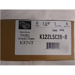 250 Rnds Kent Velocity 12ga 2 3/4in, 1 load, 8 shot 1200 fps