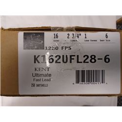 250 Rnds Kent Fast Lead 16ga 2 3/4in, 1 load, 6 shot 1220 fps