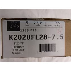 250 Rnds Kent Fast Lead 20ga 2 3/4in, 1 load, 7.5 shot 1255 fps