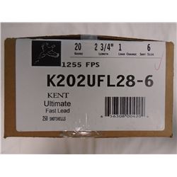 250 Rnds Kent Fast Lead 20ga 2 3/4in, 1 load, 6 shot 1255 fps