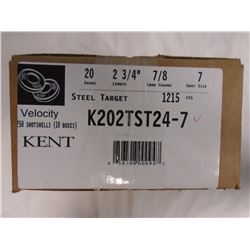 250 Rnds Kent Velocity 20ga 2 3/4in, 7/8 load, 7 shot 1215 fps