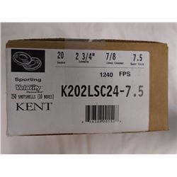 250 Rnds Kent Velocity 20ga 2 3/4in, 7/8 load, 7.5 shot 1240 fps