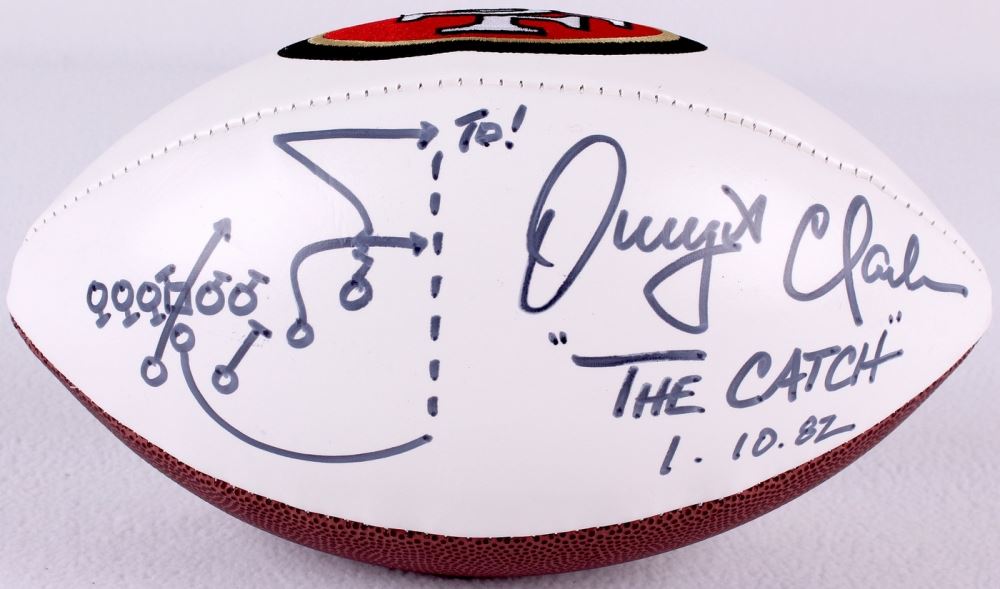 dwight clark signed football
