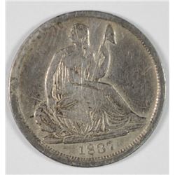1837 HALF DIME, VF/XF