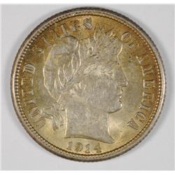 1914 BARBER DIME, CHOICE BU