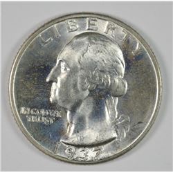 1937-D WASHINGTON QUARTER, CHOICE BU  BETTER DATE