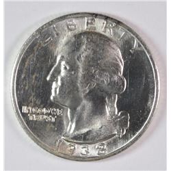 1938-S WASHINGTON QUARTER, CHOICE BU KEY DATE
