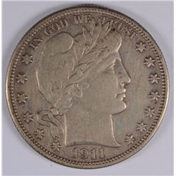 1911 BARBER HALF DOLLAR, AU ORIGINAL!