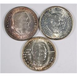 3 COMMEM HALVES 1893 COLUMBIAN, 1951 BTW, & 1952 WASHINGTON/CARVER CH BU