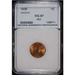 1909 LINCOLN CENT, NNC GRADED GEM BU RED