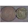 Image 1 : 1811 WORCHESTER CITY AND COUNTY TOKEN AND 1817 LARGE CENT