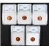 Image 1 : NNC GRADED SUPERB BU RED  LINCOLN CENTS: 1942, 1946, 1947-D, 1950 & 1954