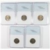 Image 2 : ( 5 ) 1954-D JEFFERSON NICKELS, NNC GRADED SUPERB BU