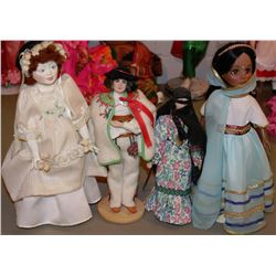 LOT OF 4 COLLECTOR DOLLS INCLUDING INDIAN GIRL &