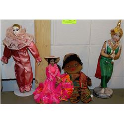LOT OF 4 COLLECTOR DOLLS INCLUDING A GODDESS,