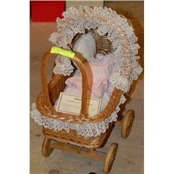 HANDMADE WICKER AND WOOD STROLLER WITH MUSICAL