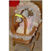 Image 1 : HANDMADE WICKER AND WOOD STROLLER WITH MUSICAL