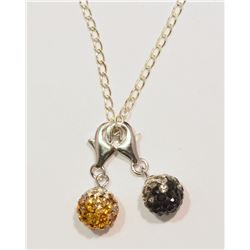 2 STERLING SILVER CUBIC CRYSTAL PENDANTS WITH