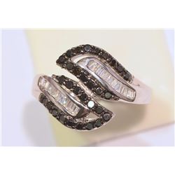 STERLING SILVER BLACK & WHITE CUBIC ZIRCONIA