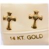 Image 1 : 14K GOLD BABY CROSS EARRINGS