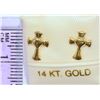 Image 2 : 14K GOLD BABY CROSS EARRINGS