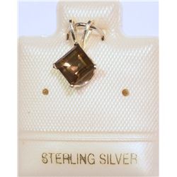 STERLING SILVER SMOKEY QUARTZ PENDANT