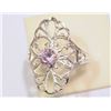 Image 1 : STERLING SILVER PINK CUBIC ZIRCONIA RING