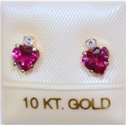 10K GOLD CREATED RUBY & CUBIC ZIRCONIA