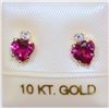 Image 1 : 10K GOLD CREATED RUBY & CUBIC ZIRCONIA