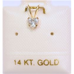 14K GOLD CUBIC ZIRCONIA HEART-SHAPED PENDANT
