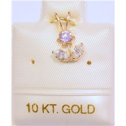 10K GOLD PINK & WHITE CUBIC ZIRCONIA FLOWER