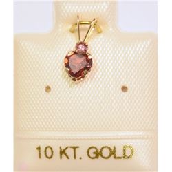 10K GOLD GARNET & PINK TOURMALINE HEART-