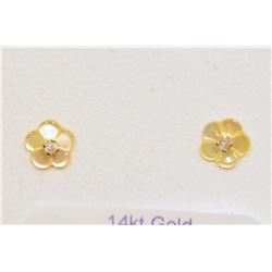14K GOLD DIAMOND EARRINGS WITH MOTHER OF