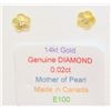 Image 2 : 14K GOLD DIAMOND EARRINGS WITH MOTHER OF