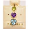 Image 1 : 14K GOLD BLUE TOPAZ, AMETHYST, & PERIDOT