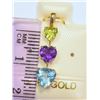 Image 2 : 14K GOLD BLUE TOPAZ, AMETHYST, & PERIDOT