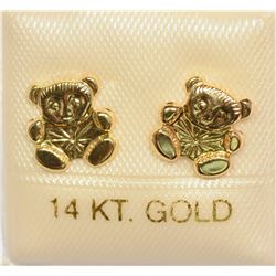 14K GOLD TEDDY BEAR EARRINGS