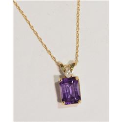 10K GOLD AMETHYST & DIAMOND PENDANT