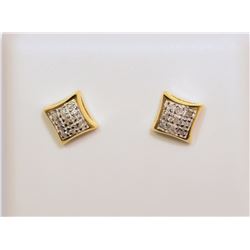 STERLING SILVER GOLD PLATED DIAMOND EARRINGS