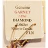 Image 3 : 10K GOLD GARNET & DIAMOND EARRINGS