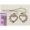 Image 2 : STERLING SILVER DIAMOND HEART DESIGN EARRINGS