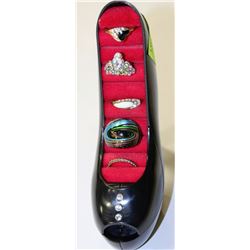 SHOE RING HOLDER WITH FASHION RINGS INCLUDING