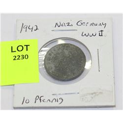 1942 10 PFENNIG NAZI GERMANY COIN WW2