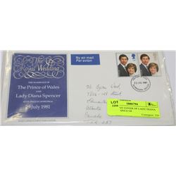 FIRST DAY COVER OF LADY DIANA & THE PRINCE OF