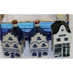 THREE VINTAGE DELFTS HOLLAND LIQUOR BUILDINGS