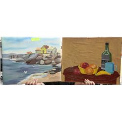 2 SIGNED DOROTHY MCGIVER HAND PAINTED ART PIECES