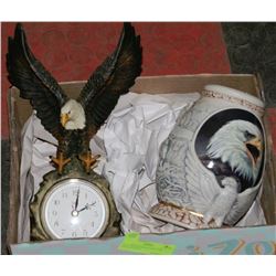 FLAT WITH EAGLE STEIN AND EAGLE CLOCK