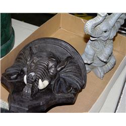 ELEPHANT SHELF & CAST IRON ELEPHANT