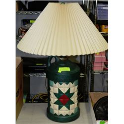 LARGE POTTERY LAMP WITH PATCHWORK QUILT DESIGN
